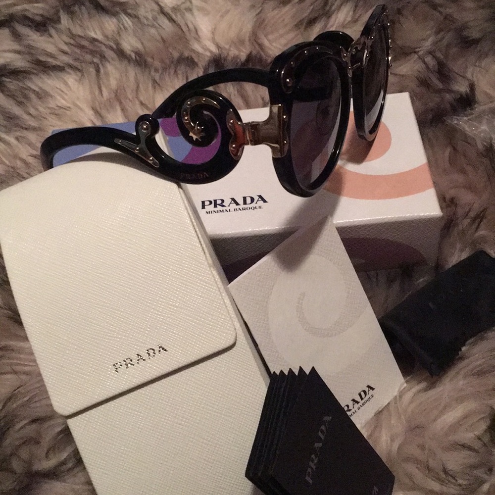 PRADA Sunglasses Women Spr/Black/Gold โจAuthentic! - Picture 6 of 9